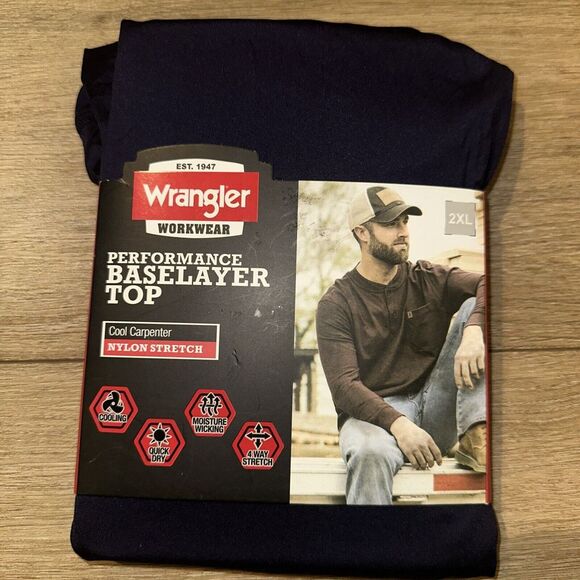New Wrangler Workwear Performance Base Layer Top 2XL‎ Under Shirt Cool Black - Picture 1 of 4